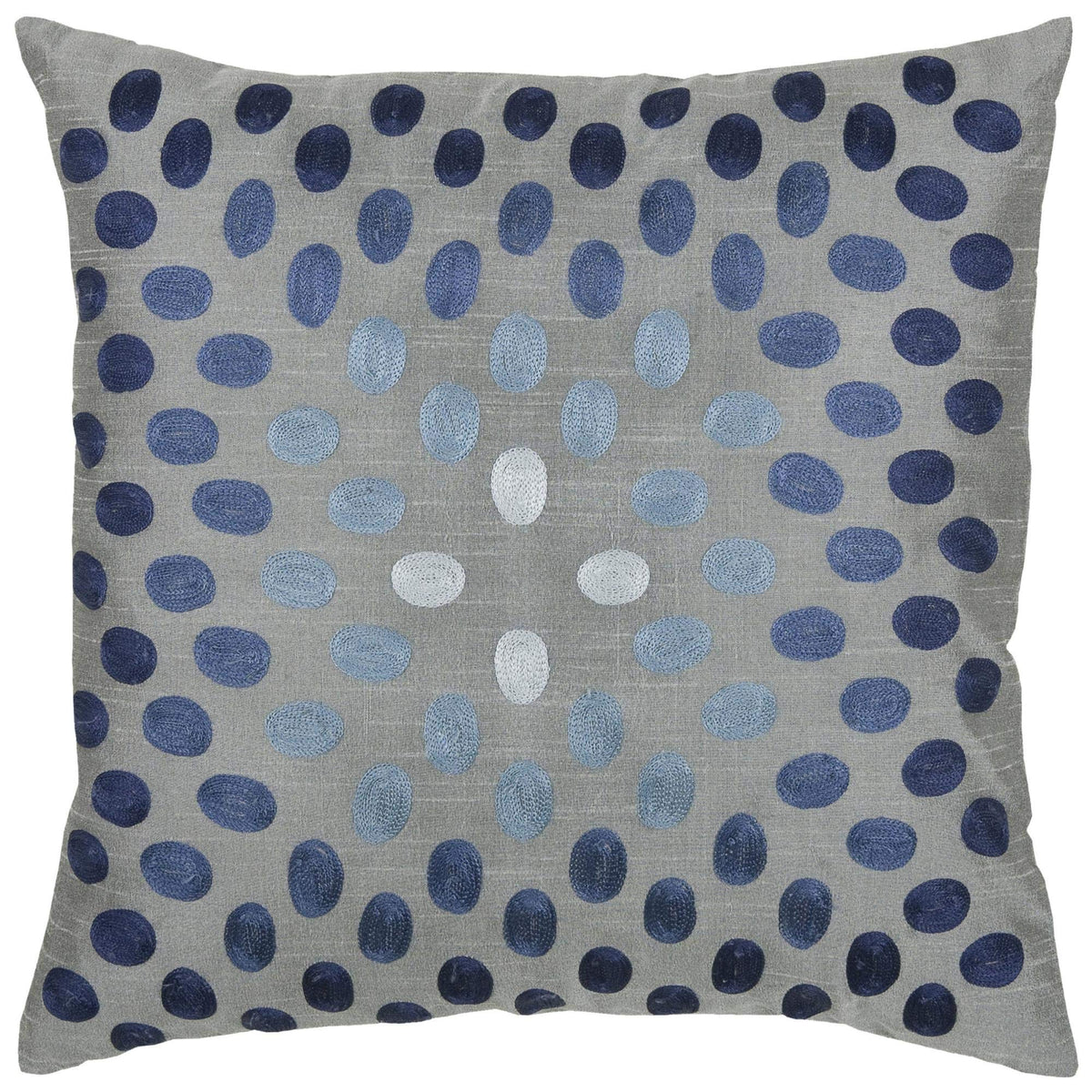 Rizzy Home T3070A Decorative Pillow, 18&quot; x 18&quot;, Blue/Silver