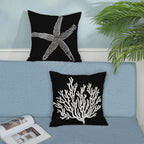 Golianda Coastal Pillow Covers 18X18 Set Of 2 Black Starfish Throw Pillows Nautical Ocean Decorations Summer Beach Coral Pillowc
