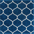 Unique Loom Trellis Frieze Collection Area Rug - Rounded (3 Square, Navy Blue/ Ivory)