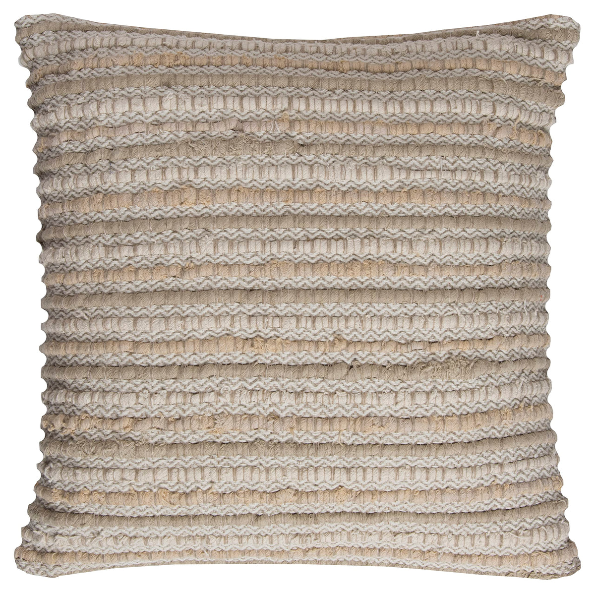 Rizzy Home | T11559 | Poly Fill Decorative Pillow | 20&quot;x20&quot; Neutral/Brown/Gray Stripe