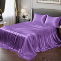Vonty Satin Sheets Twin Silky Soft Satin Bed Sheets Purple Satin Sheet Set, 1 Deep Pocket Fitted Sheet + 1 Flat Sheet + 1 Pillow