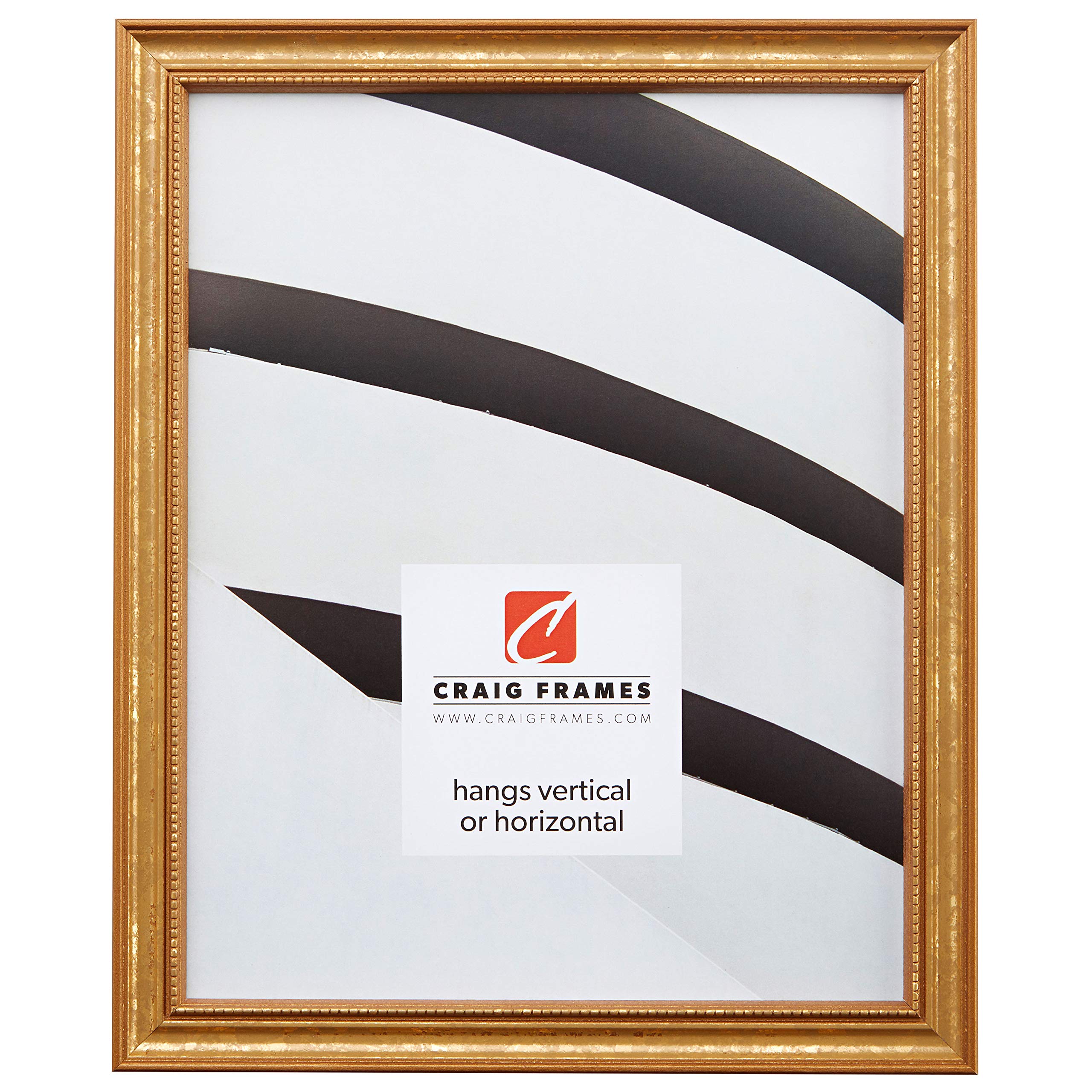 Craig Frames Stratton, 11x18 Picture Frame, Aged Gold
