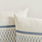 Zeemart 2 Packs Cotton Boho Throw Pillow Covers 16X16 Inch Grid Blue, Soft Farmhouse Decorative Couch Pillow Cases Blue Cushion Covers For Sofa Bed Living Room Home Decor ?