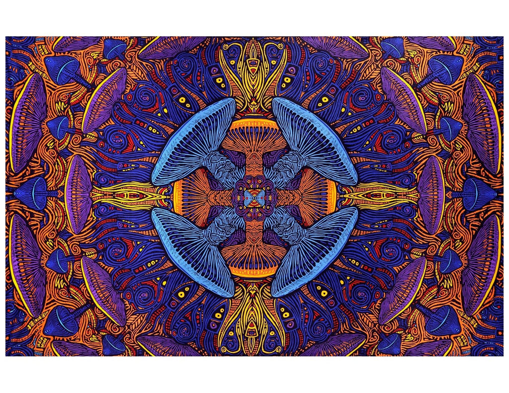 Sunshine Joy 3D Magic Mushroom Tapestry Tablecloth Wall Art Beach Sheet Huge 60X90 Inches - Amazing 3D Effects