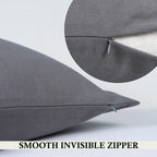 Rely+ Cotton Throw Pillow Covers 18X18 Inchs Set Of 2 Gray Charcoal Decorative Zippered Cases For Couch Bedroom Sofa Farmhouse L