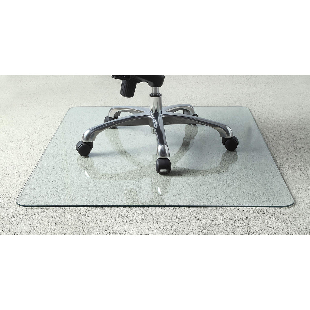 Lorell Tempered Glass Chairmat, 44" Width x 50" Depth x 0.25" Thickness, Clear, 1 Each