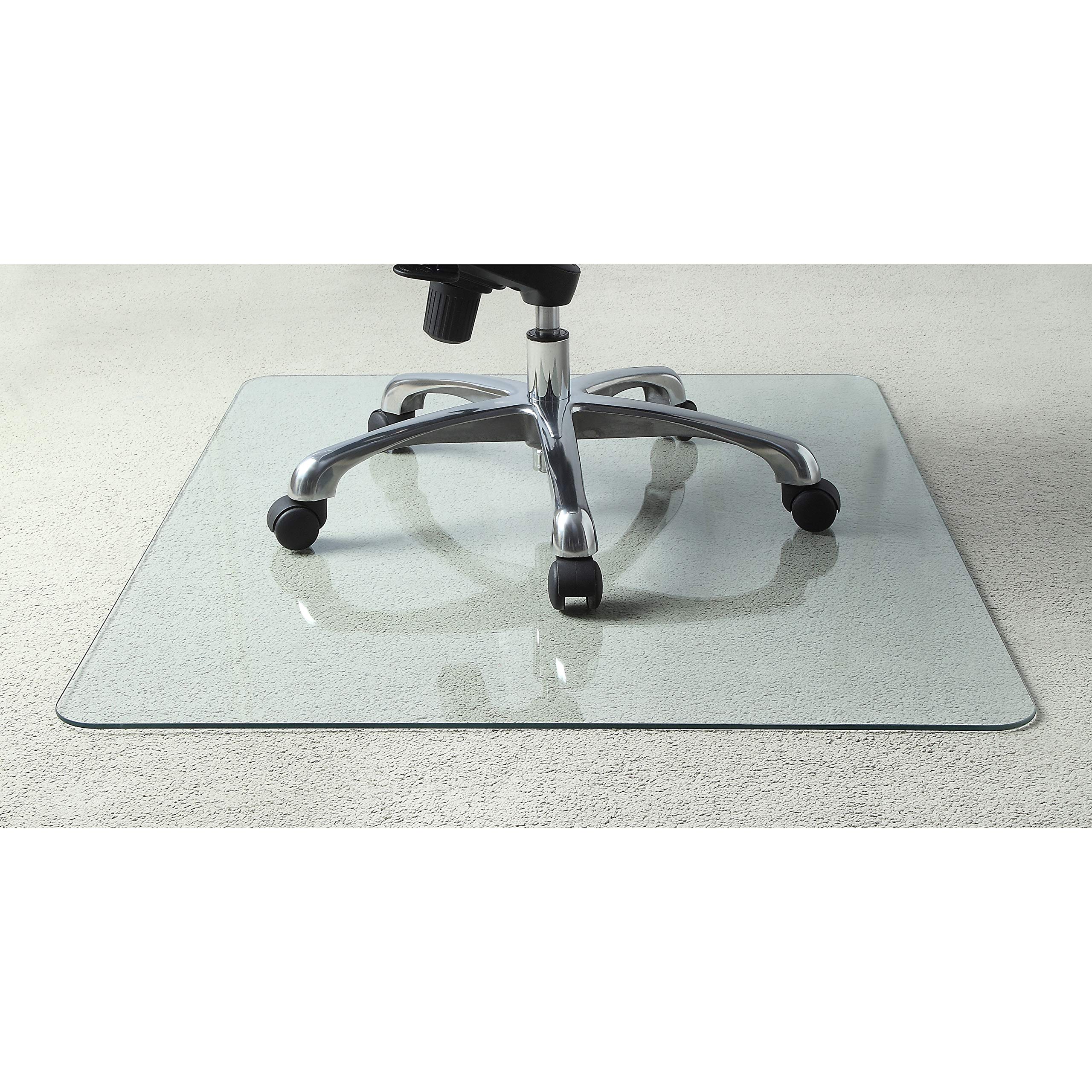 Lorell Tempered Glass Chairmat, 44" Width x 50" Depth x 0.25" Thickness, Clear, 1 Each