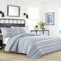 Nautica Quilt Set All Season Cotton Bedding With Matching Sham, Lightweight & Reversible, King, Jettison Grey/Blue/White