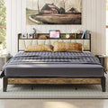 LIKIMIO King Bed Frame, Storage Headboard with Charging Station, Solid and Stable, Noise Free, No Box Spring Needed, Easy Assemb