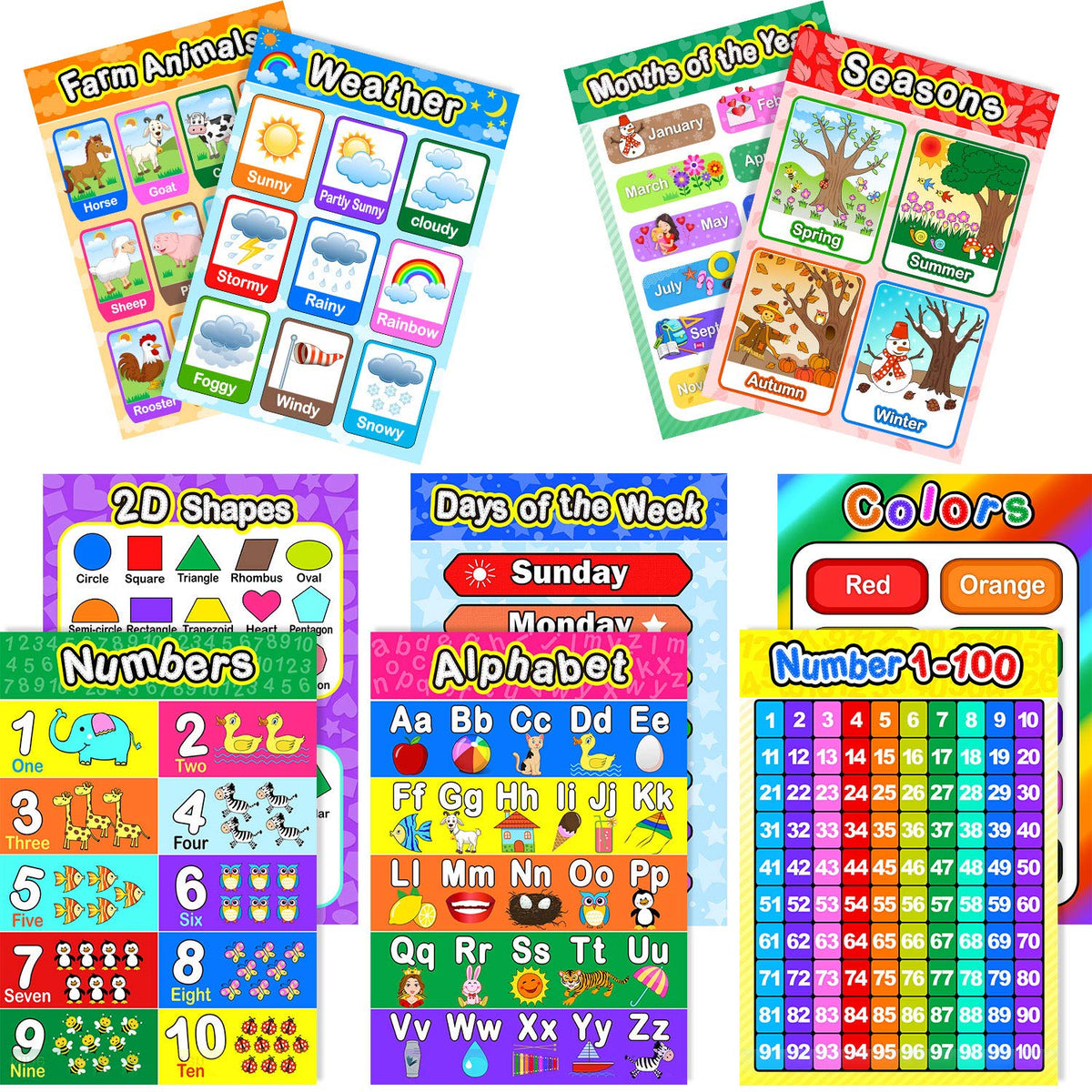 Educational Preschool Poster For Toddler And Kid With Glue Point Dot For Nursery Homeschool Kindergarten Classroom - Teach Numbe