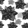 36 Pieces Christmas Glitter Poinsettia Faux Flowers Christmas Flowers Decorations Wedding Xmas Tree New Year Ornaments (Black)