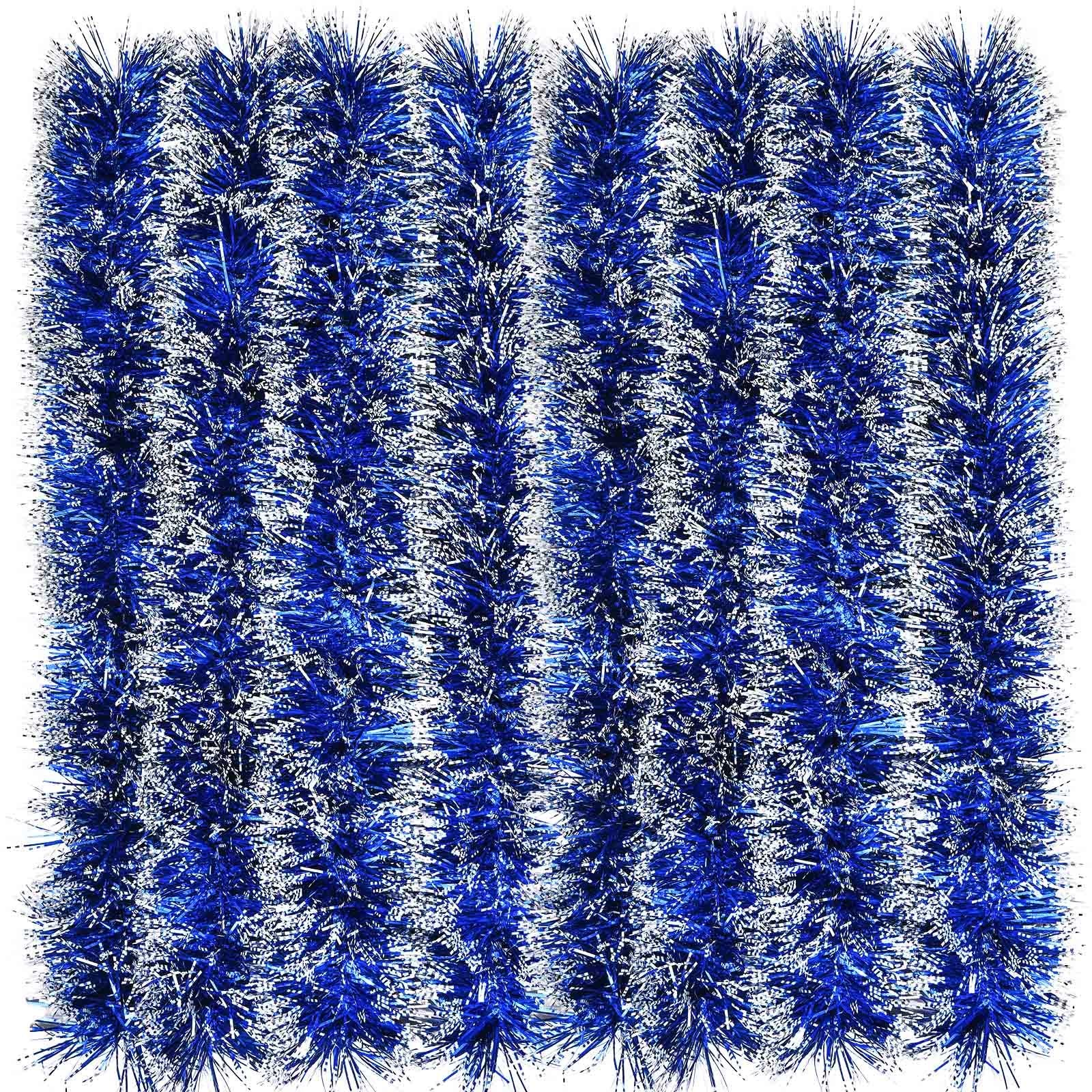 BBTO 32.8 Feet Christmas Blue and White Tinsel Garland Xmas Tree Decoration Metallic Twist Garland Ceiling Hanging Decoration fo