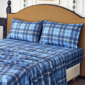 Micoral Queen Sheet Set Plaid Patten, 4-Piece Printed Sheets, Silky & Lightweight Bedding Set, 16' Deep Pocket, Ultra Soft & Co