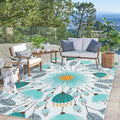 Lahome Floral Indoor Outdoor Rugs, 6X9Ft Non Slip Outdoor Patio Rug For Camping Picnic, Soft Outdoor Area Rug For Balcony Deck B
