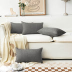 Home Brilliant Pillow Covers 12x20 Set of 4 Lined Linen Rectangle Oblong Throw Pillows for Couch Car Chair, 12 x 20 inch, 30x50 