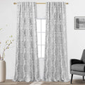 Patterned Curtains Drapes 120 Inch Long For Living Room 2 Panels,Extra Long 50% Blackout Black Out Light Filtering Back Tab Boho Print Pattern 10Ft Length Ceiling Curtains For Tall Window,Grey Gray