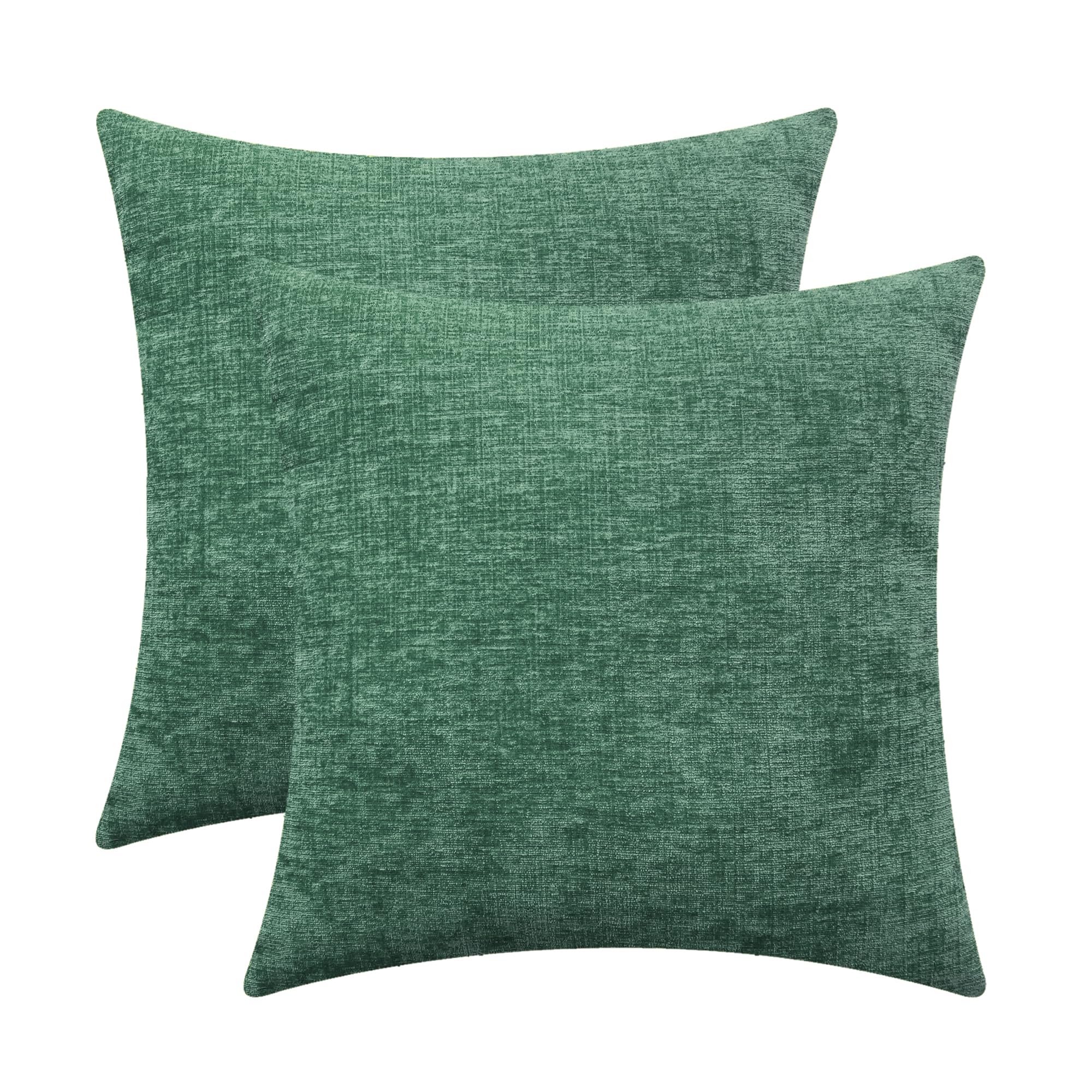 Calitime Pack Of 2 Cozy Throw Pillow Covers Cases For Couch Sofa Home Decoration Solid Dyed Soft Chenille 16 X 16 Inches Dark Gr