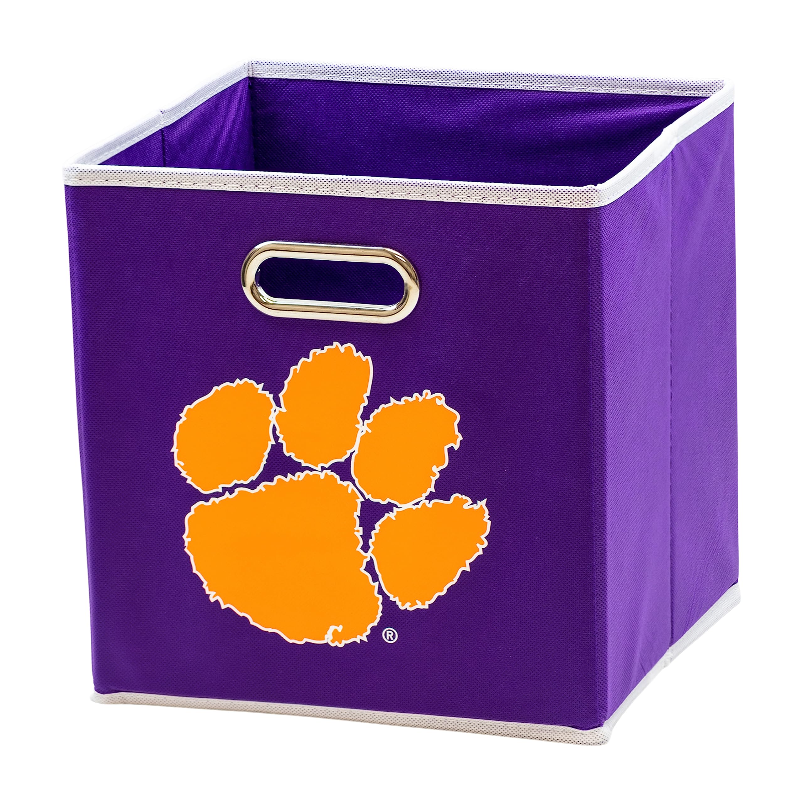 Franklin Sports NCAA Clemson Tigers Collapsible Storage Bin - Made to Fit Storage Bin Shelf Organizers - 10.5 x 10.5