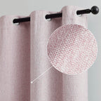 Pink Full Blackout Curtain for Girls Room Heavy Linen Texture Room Darkening Window Treatment Set for Bedroom Basement, Window C