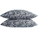 Ntbay 2 Pack Satin Standard Pillowcases For Hair And Skin, Luxurious And Silky Zebra Printed Pillow Cases With Envelope Closure, 20X26 Inches, Black And White