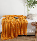 Ravaiyaa  Attitude is everything Cotton Hand Block Printed Bed Throw Large Sofa Bed Couch Up Single Bedding 90X60 Inch (Musta
