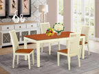 East West Furniture NIIP5-BMK-W 5 Piece Dining Table Set for 4 Includes a Rectangle Kitchen Table with Butterfly Leaf and 4 Dining Room Chairs, 36x66 Inch, Buttermilk & Cherry