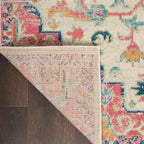 Nourison Passion Ivory/Pink 1'10' X 6' Area Rug, Boho, Moroccan, Bed Room, Living Room, Dining Room, Kitchen, Easy Cleaning, No