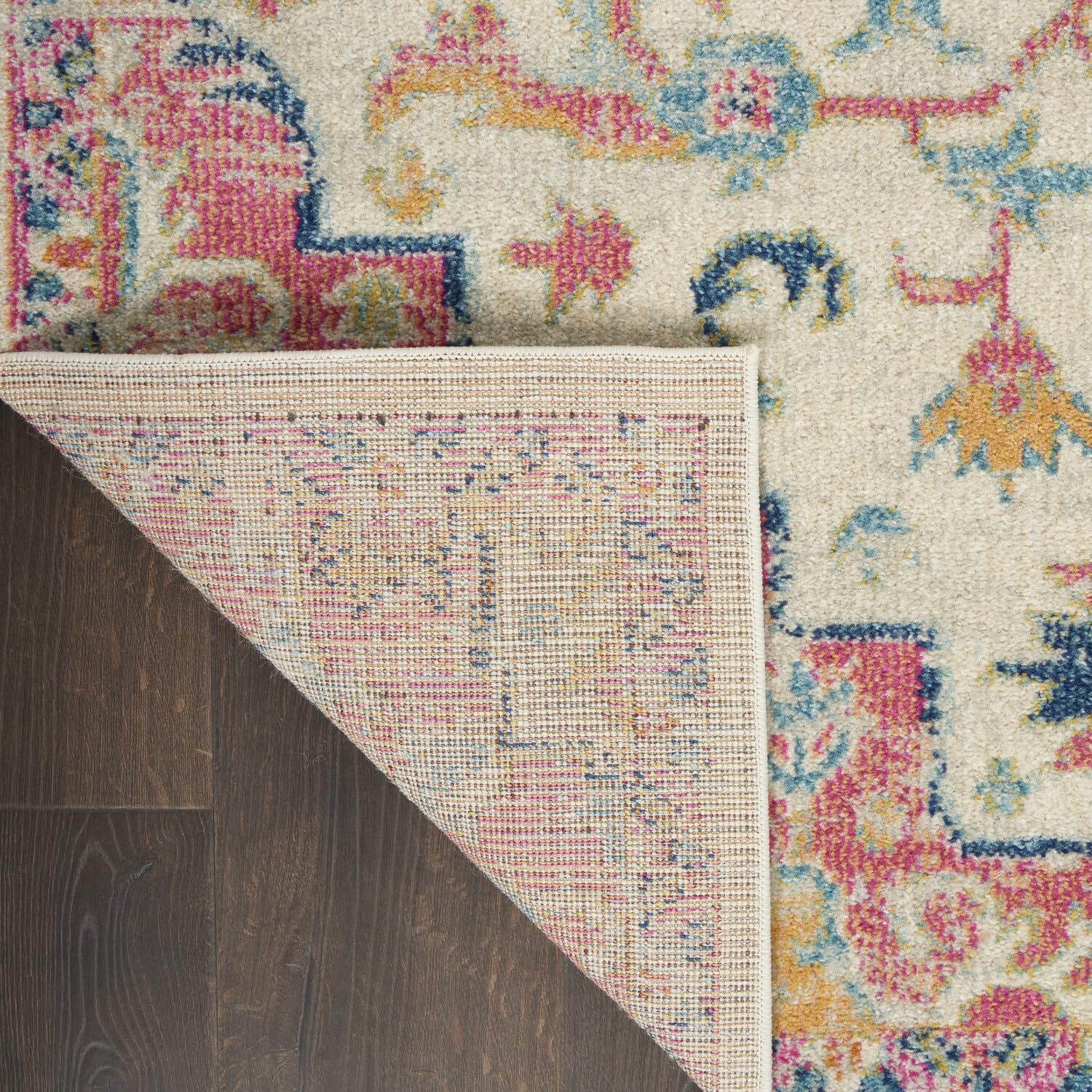 Nourison Passion Ivory/Pink 1'10' X 6' Area Rug, Boho, Moroccan, Bed Room, Living Room, Dining Room, Kitchen, Easy Cleaning, No
