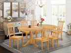 East West Furniture VAAN7-OAK-W 7 Piece Kitchen Table & Chairs Set Consist of an Oval Dining Room Table with Butterfly Leaf and 6 Solid Wood Seat Chairs, 40x76 Inch, Oak