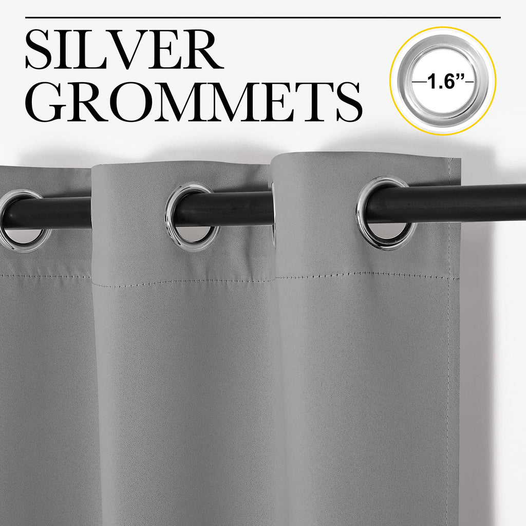 Nicetown Sliding Door Curtains, Wide Thermal Blackout Patio Door Curtain Panel, Sliding Door Drapes/Draperies With Grommet Top (Silver Gray, W70 X L95)