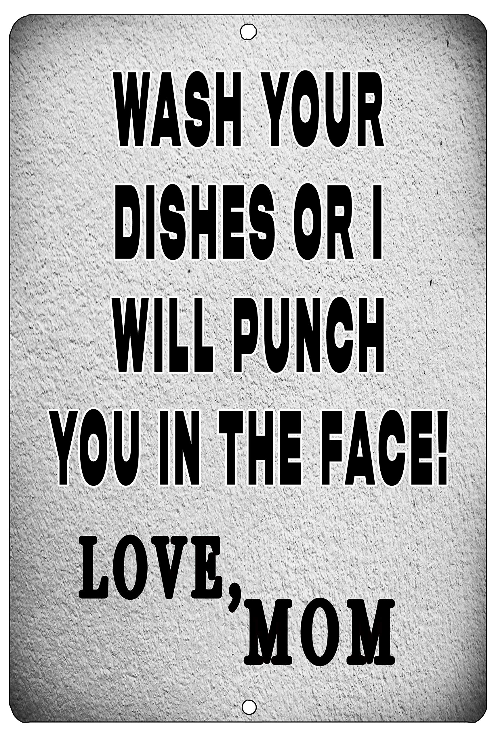 Rogue River Tactical Funny Kitchen Metal Tin Sign, 12x8 Inch, Wall Home D  cor- Bar Wash Your Dishes Signed MOM