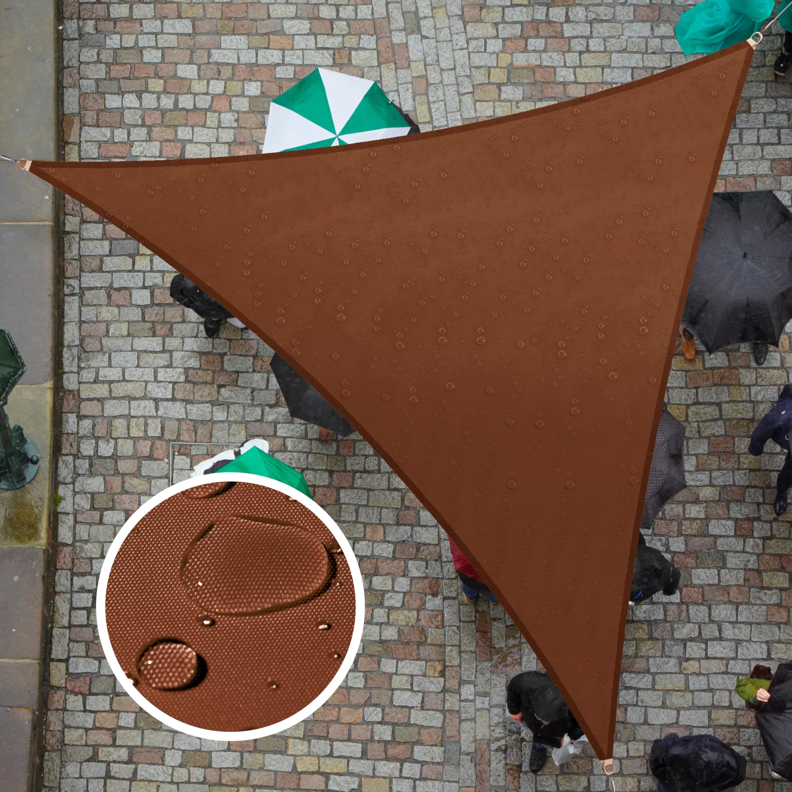 Colourtree 12' X 12' X 12' Brown Tadt12 Triangle Waterproof Sun Shade Sail Upf50 Canopy Awning Shelter, 95% Uv Blockage Water Re