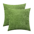 Calitime Pack Of 2 Cozy Throw Pillow Covers Cases For Couch Sofa Home Decoration Solid Dyed Soft Chenille 18 X 18 Inches Forest