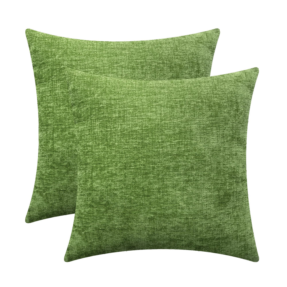 Calitime Pack Of 2 Cozy Throw Pillow Covers Cases For Couch Sofa Home Decoration Solid Dyed Soft Chenille 26 X 26 Inches Forest