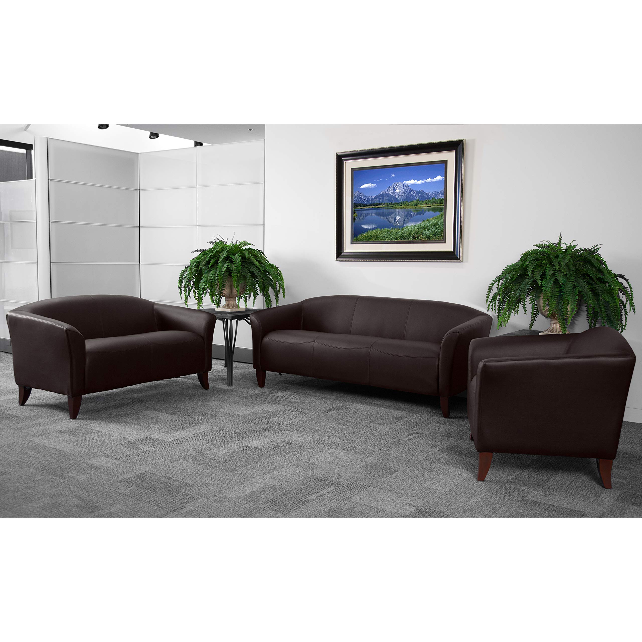 Flash Furniture HERCULES Imperial Series Reception Set in Brown LeatherSoft