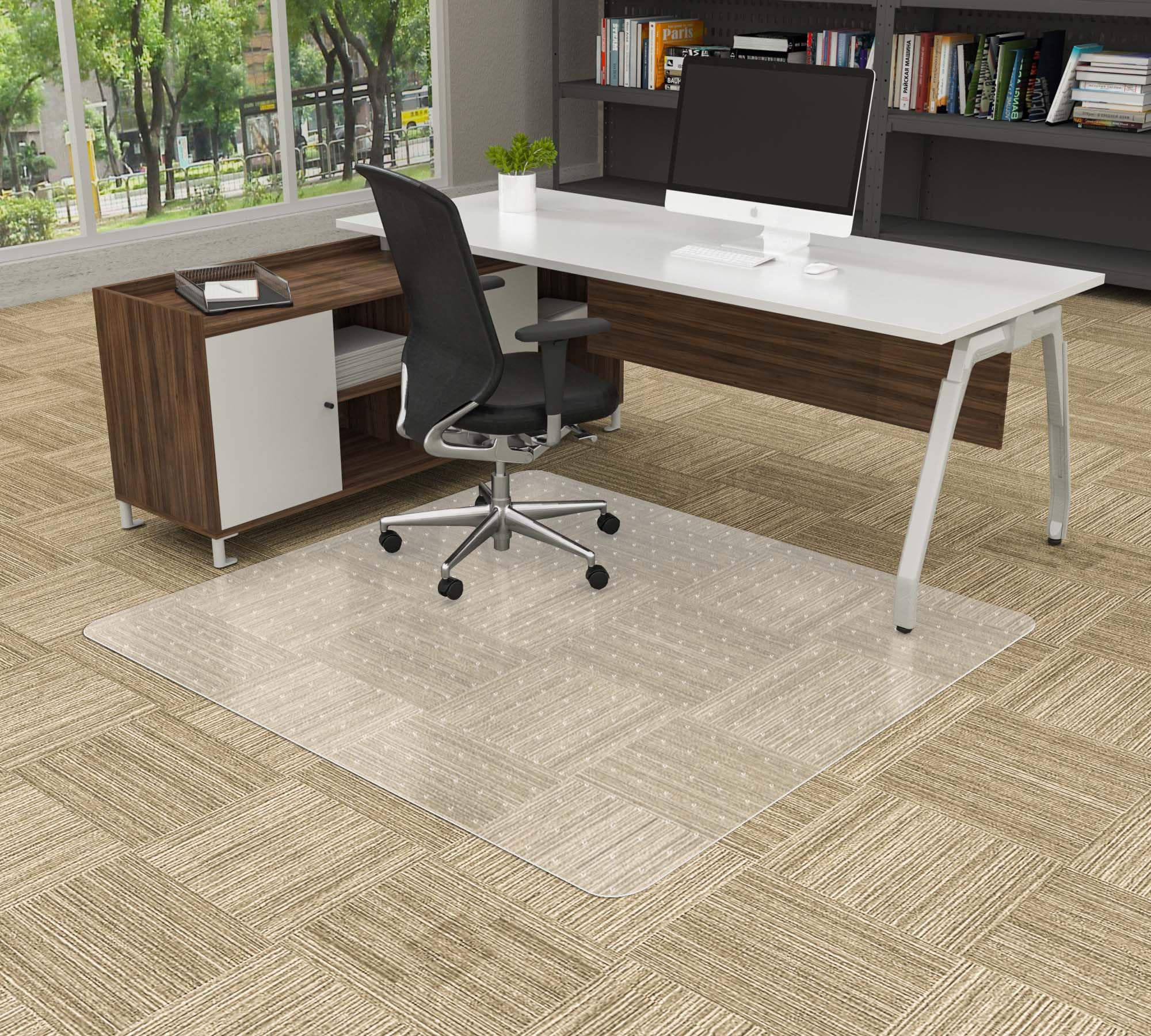 Amyracel Extra Large Office Chair Mat For Low Pile Carpeted Floors - 45' X 53' Clear Carpet Chair Mat For Home & Offices, Easy