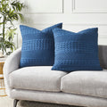 Vhc Brands Waffle Weave Navy Blue Euro Sham Set Of 2 26X26, Decorative Throw Pillow Covers/Shams, Boho Farmhouse Bedroom Decor