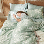Bedsure Twin Comforter Set - 5 Pieces Floral Sage Green Soft Bedding Sets, Twin Bed In A Bag With Botanical Flowers Comforter, Sheets, Pillowcase & Sham