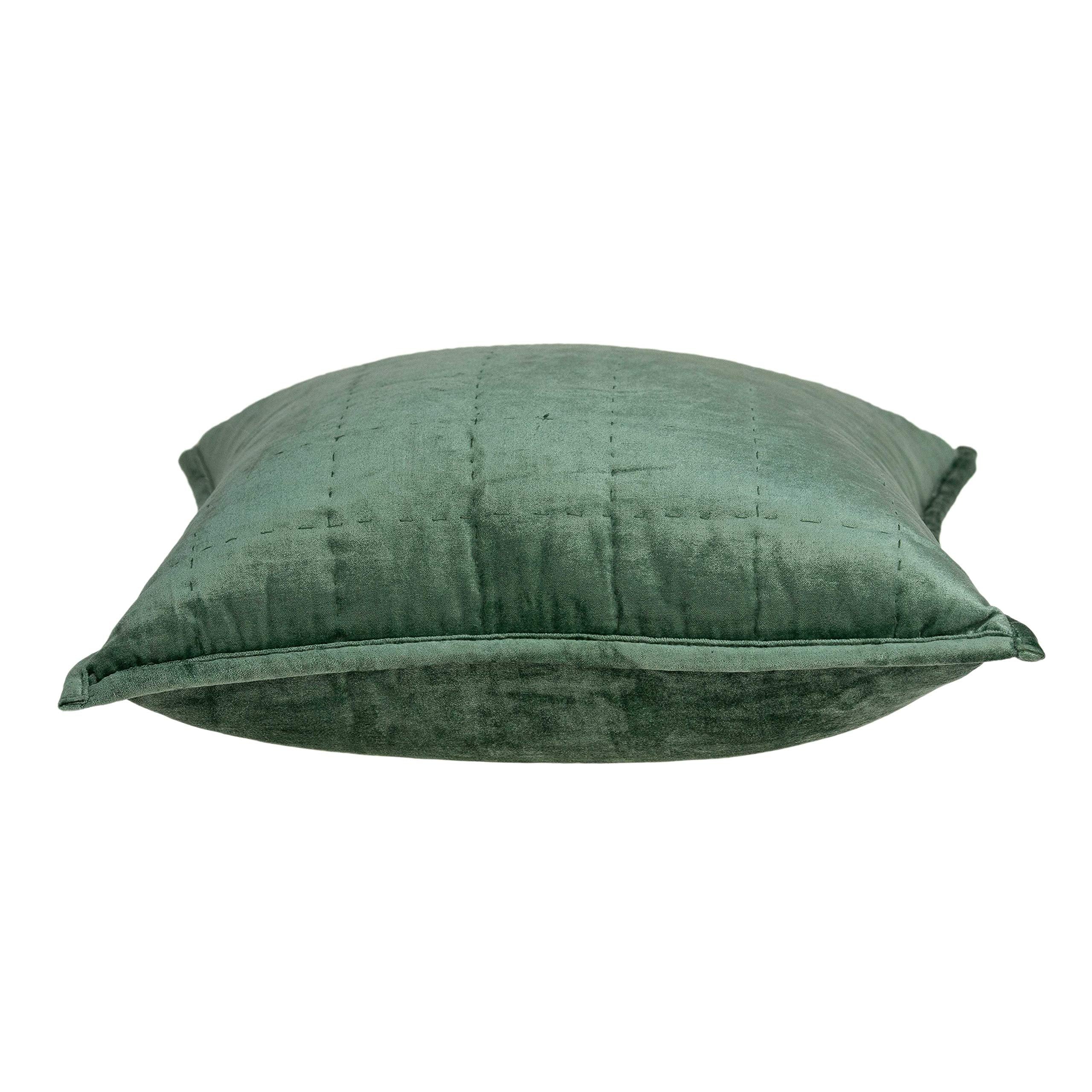 HomeRoots Decor 20' x 7' x 20' Transitional Green Solid Quilted Pillow Cover with Down Insert