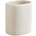 WUUAHOME Trash Can, 1.6 Gallon Small Simple Modern Oval Garbage Bin, Beige