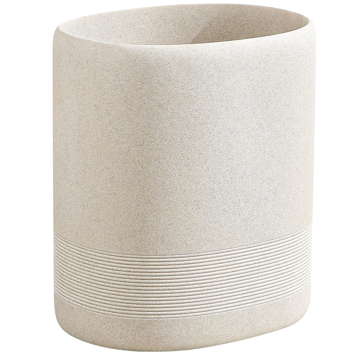 WUUAHOME Trash Can, 1.6 Gallon Small Simple Modern Oval Garbage Bin, Beige