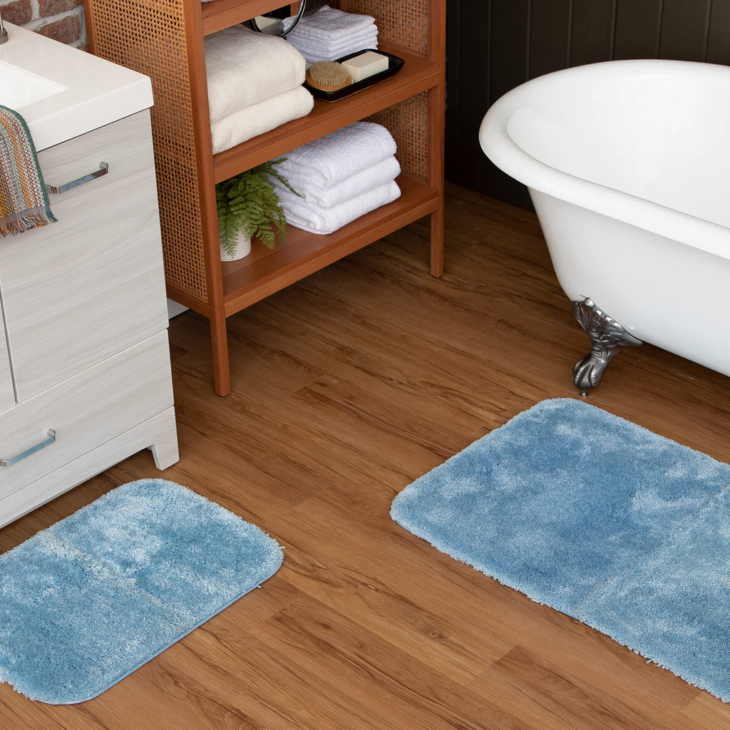 Mohawk Home Royal Bath Mat Machine Washable Nylon Wedgewood Blue 1' 5" x 2'