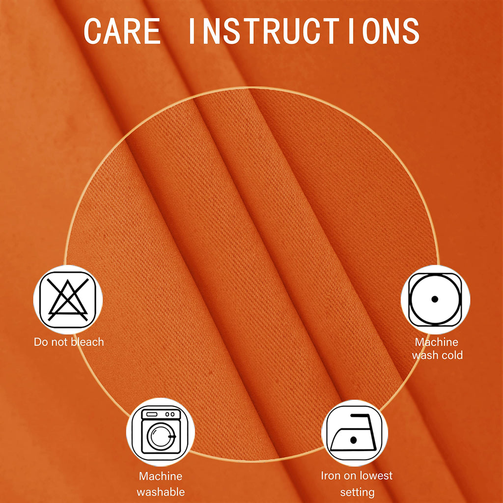 Lemomo 100% Blackout Curtains 52 X 84 Inch/Orange Curtains 2 Panels With Black Lining Room Darkening Thermal Insulated Bedroom C