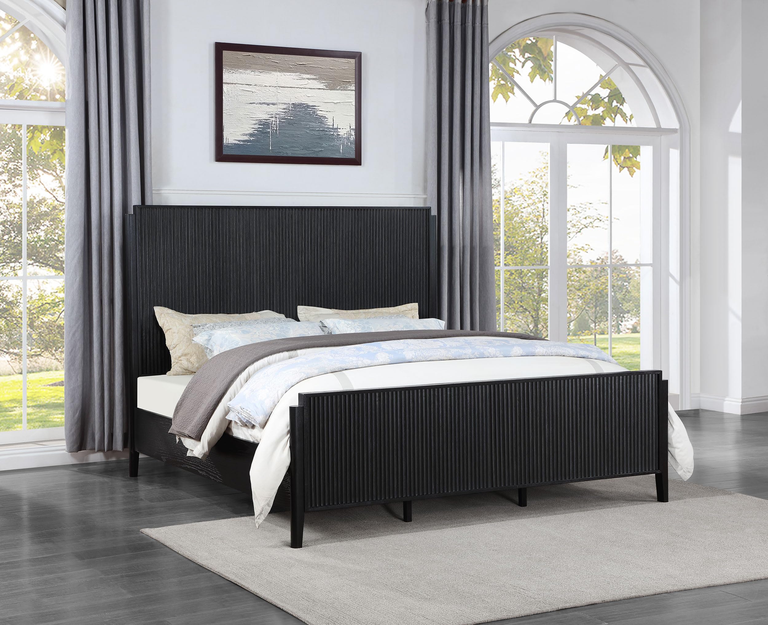 Coaster Home Furnishings Brookmead Transitional Wood California King Size Panel Bed Frame 60-inch Headboard Black 224711KW