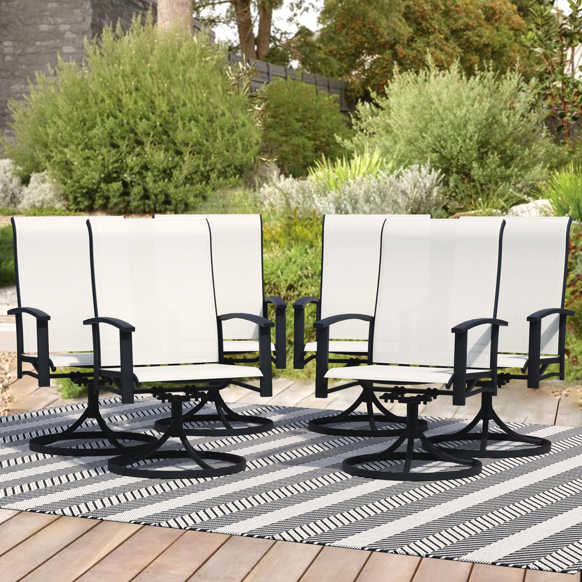Stabrech Patio Swivel Chairs Set Of 6, Swivel Outdoor Chairs With Armrest, Patio Chair With High Back, Outdoor Dining For Porch
