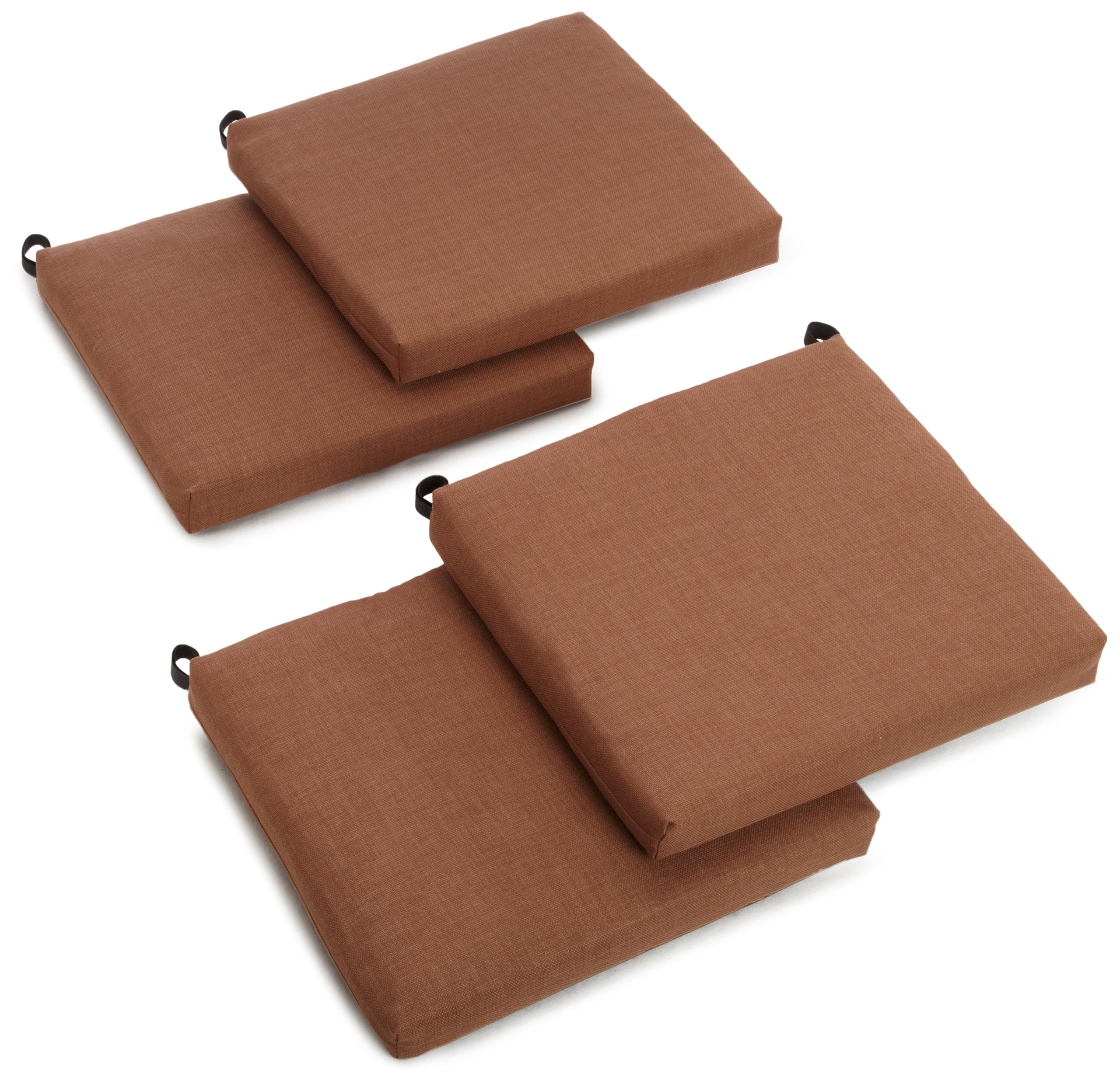 Blazing Needles Outdoor Spun Poly 19-Inch by 20-Inch by 3-1/2-Inch All Weather UV Resistant Zippered Cushions, Mocha, Set of 4
