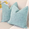 18X18 Pillow Covers For Couch Pillows Mint Green Set Of 2, Decorative Soft Textured Cozy Chenille Cushions Covers, Modern Deco C