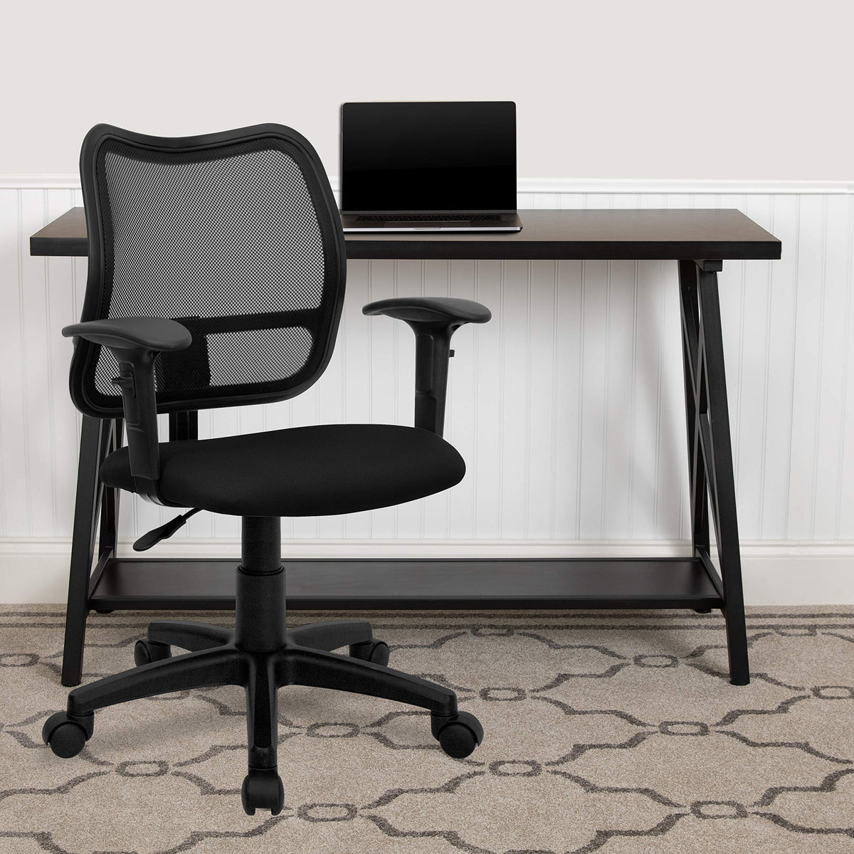 Flash Furniture Alber Mid-Back Black Mesh Swivel Task Office Chair With Adjustable Arms