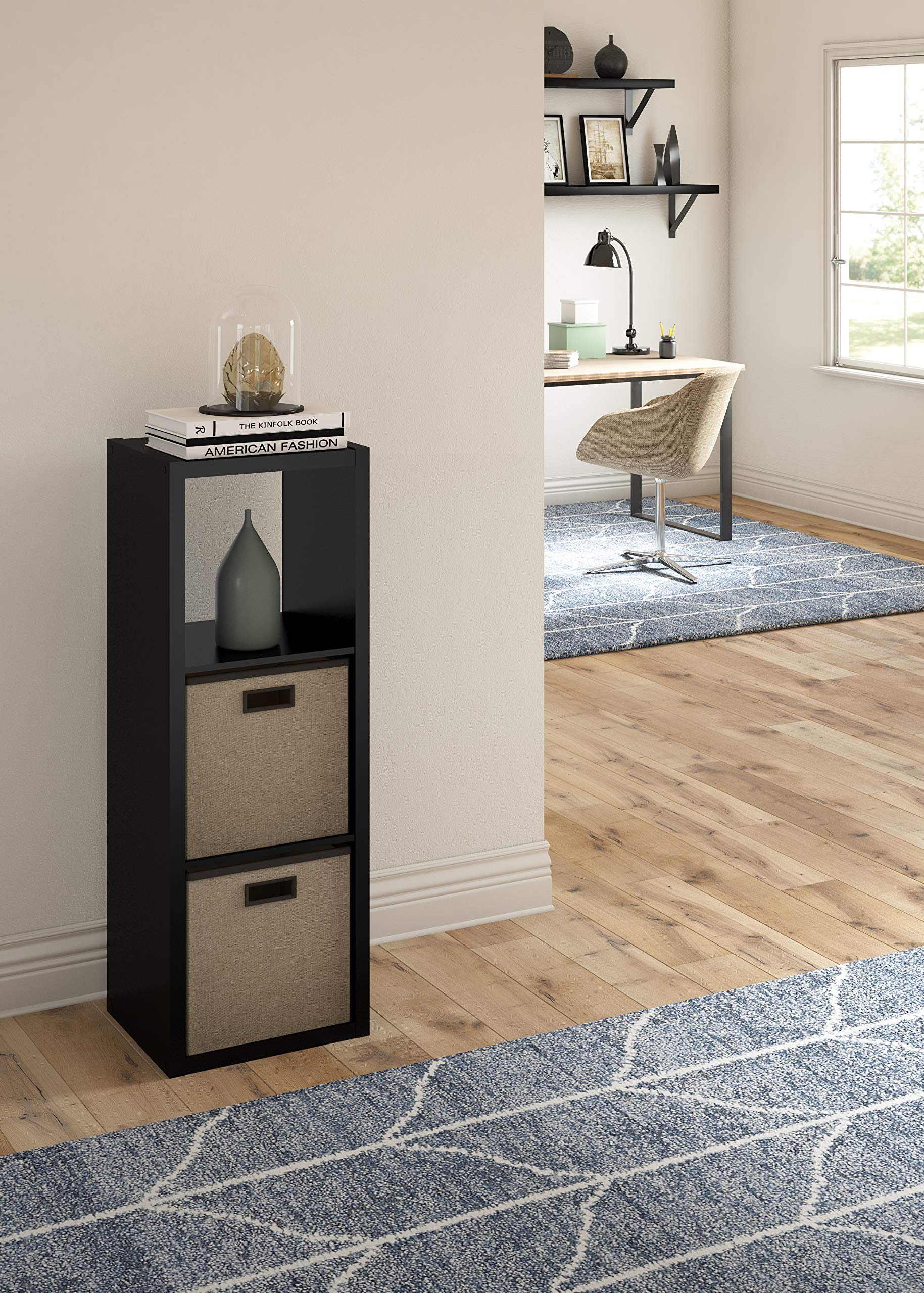 Closetmaid 4548 Decorative Open Back 3-Cube Storage Organizer, Black