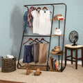 HoneyCanDo Freestanding DoubleRod OpenCloset Clothes Storage Wardrobe, Black WRD08156 Rustic 65 lbs